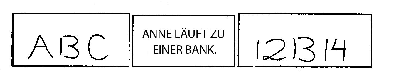 ABC Anne läuft zu einer Bank. 12 13 14